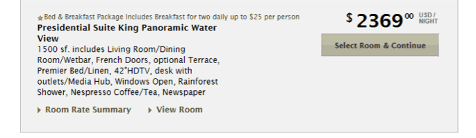 $2,369 a night if you wanted to stay this coming weekend.