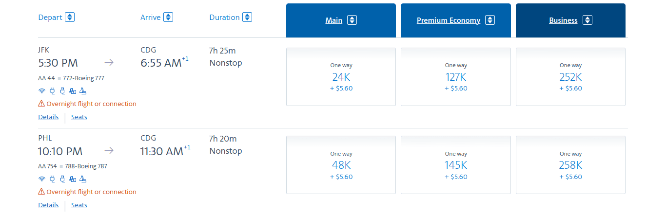 Discover ways to book award tickets to Paris with flight options from JFK and PHL to CDG, Premium Economy, and Business awards plus taxes and fees.