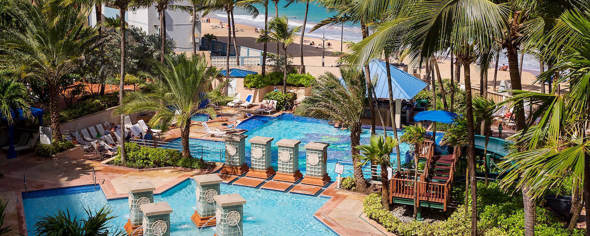 Resort Pool and Ocean View | San Juan Marriott Resort & Stellaris Casino Marriott Rewards Premier Plus credit card to San Juan Puerto Rico