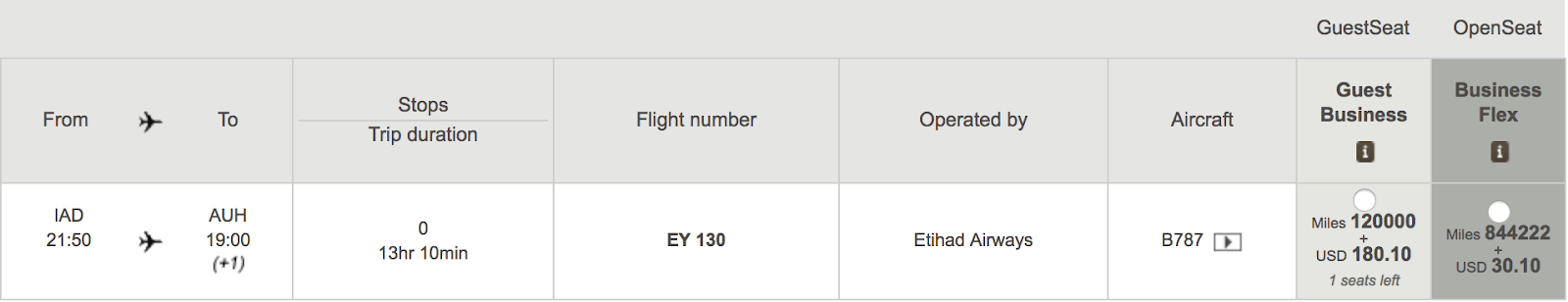 Etihad with AA miles