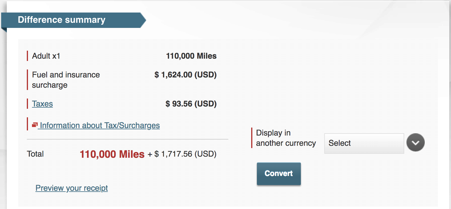 JAL Emirates booking summary
