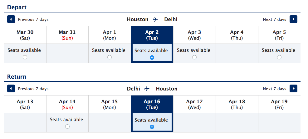 Searching for a week at a time helps show more availability.