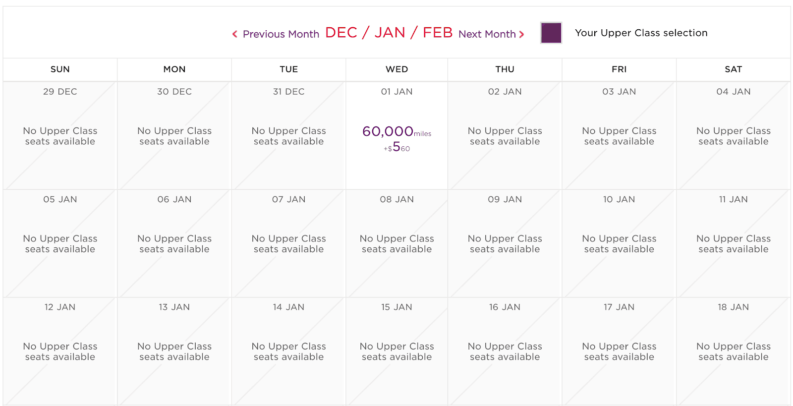 Seeing flexible dates is helpful, especially for business class availability