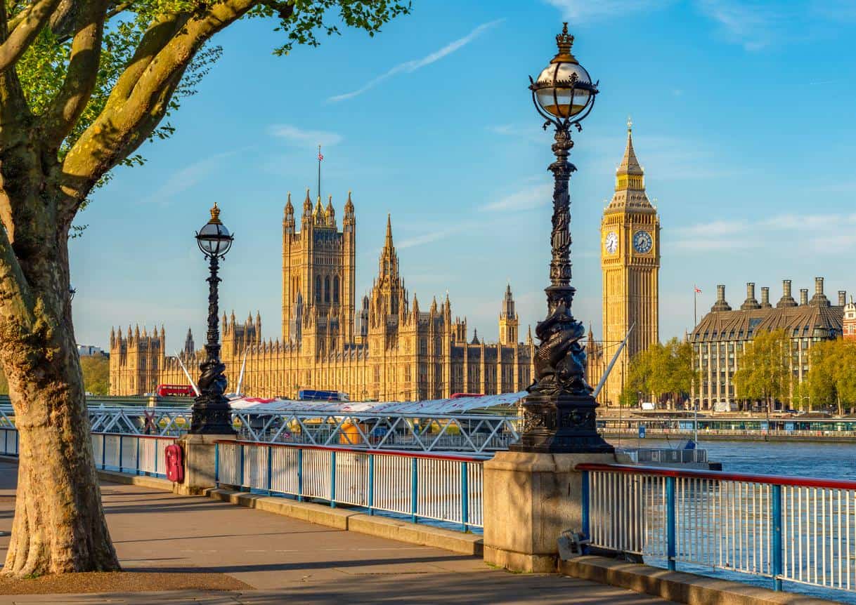 Westminster London with the Houses of Parliament and Big Ben.