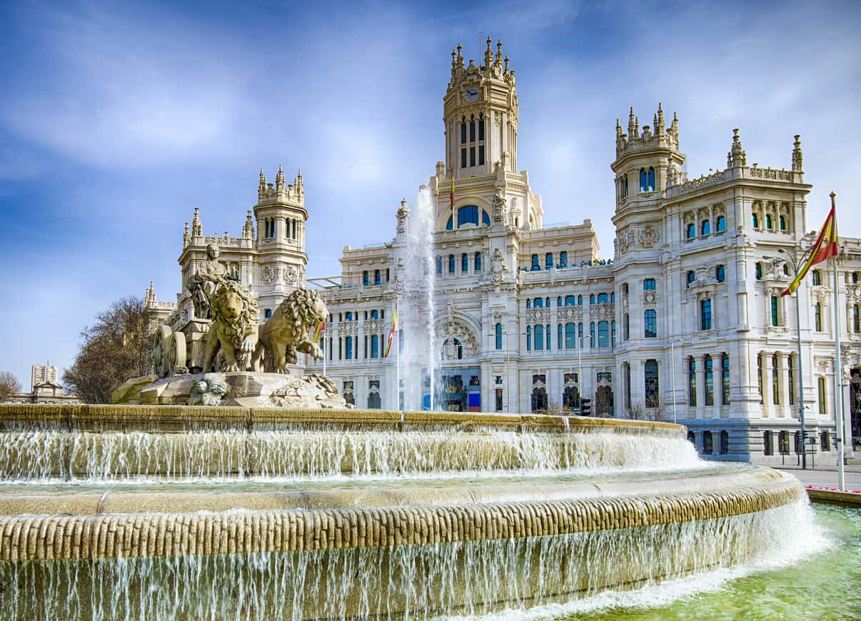 Cibeles Fountain In Downtown Madrid, Spain