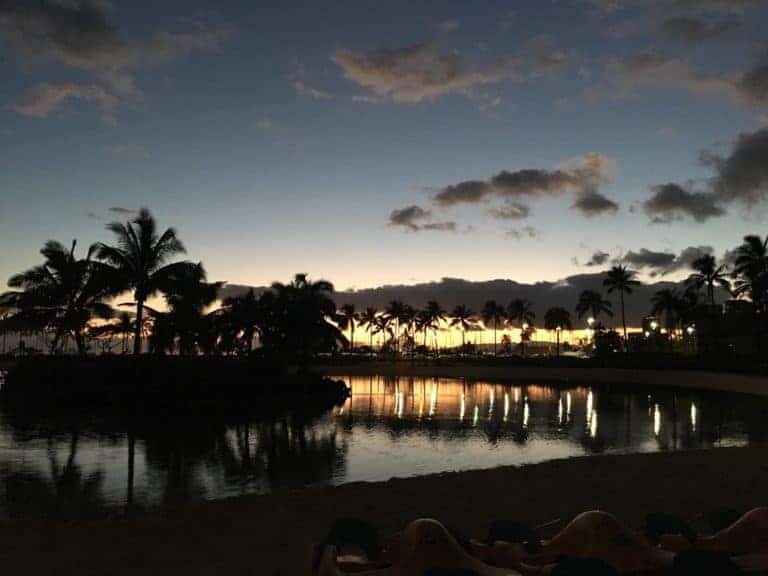 Hilton Hawaiian Village Waikiki Beach Resort Lagoon at Dusk