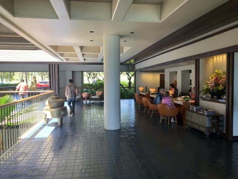 Mauna Kea Beach Hotel's open-air lobby.