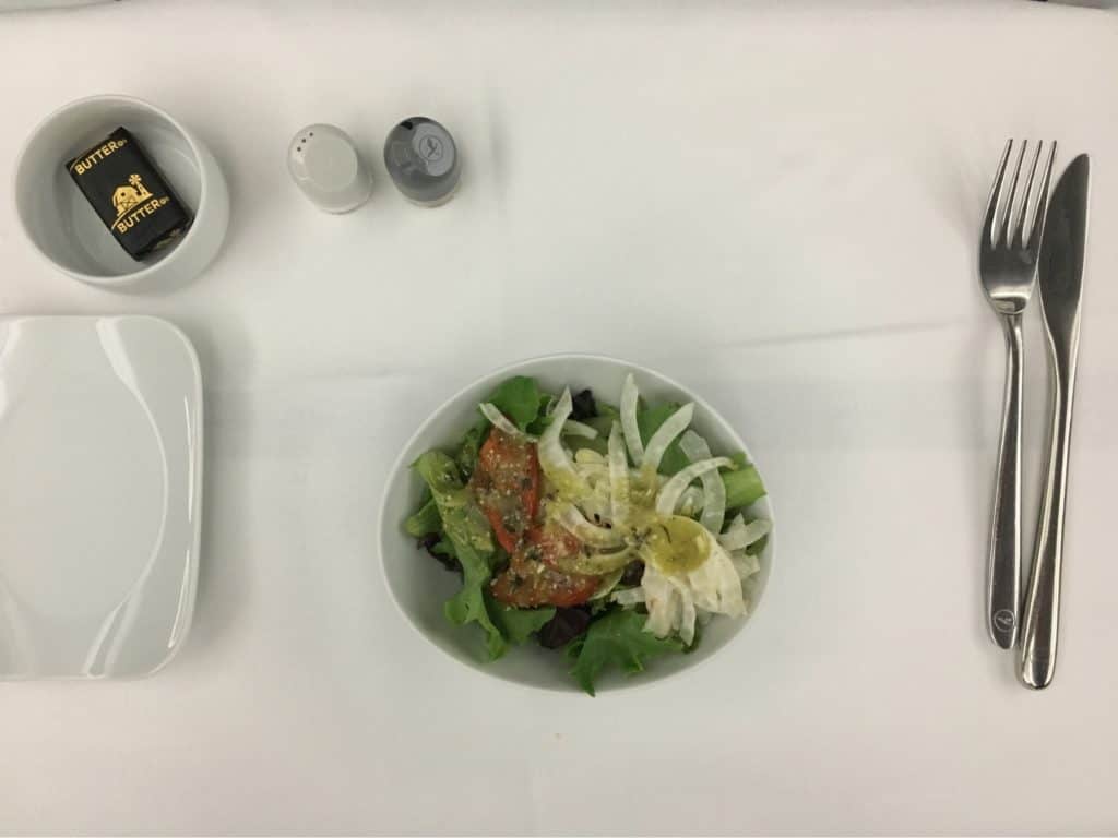 The salad course Lufthansa business class-Inflight Food and Service-the salad course