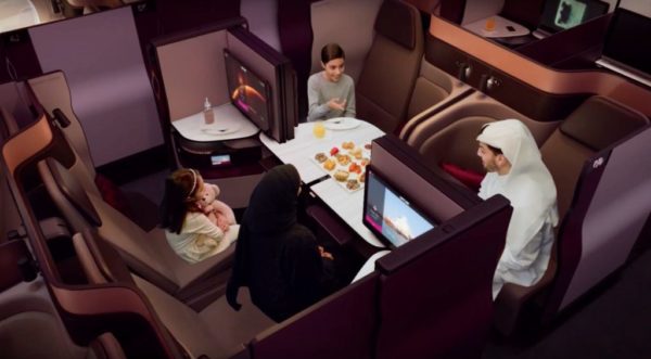Qsuites party of 4 - image courtesy of Qatar Airways Qsuites party of 4 - image courtesy of Qatar Airways
