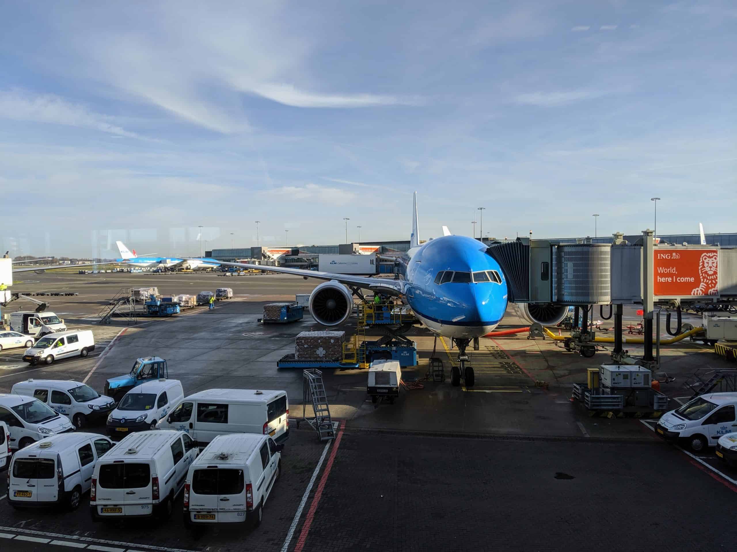 KLM Boeing 777-300ER At Gate In Amsterdam