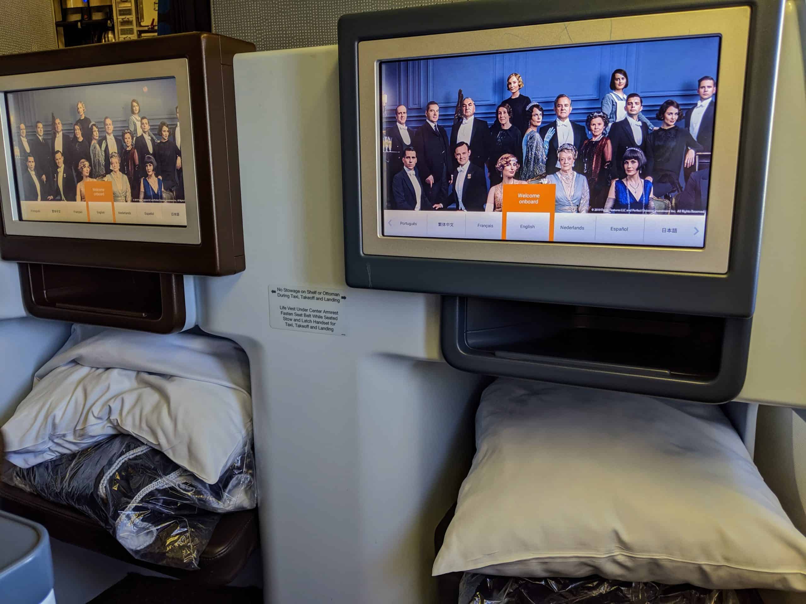 KLM Business Class Inflight Entertainment Screen