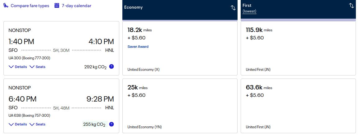 Award flight to Honolulu directly through United - 2 of 2