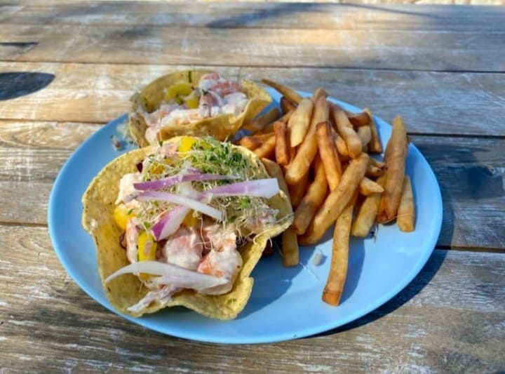 The shrimp tacos from One Shoe Beach Bar & Grill