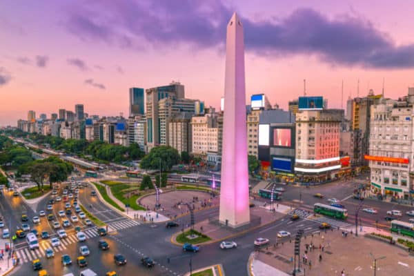 Plaza de la Republica in the centre of Buenos Aires with the Obelisco, one of the main symbols of the capital of Argentina Argentina Buenos Aires