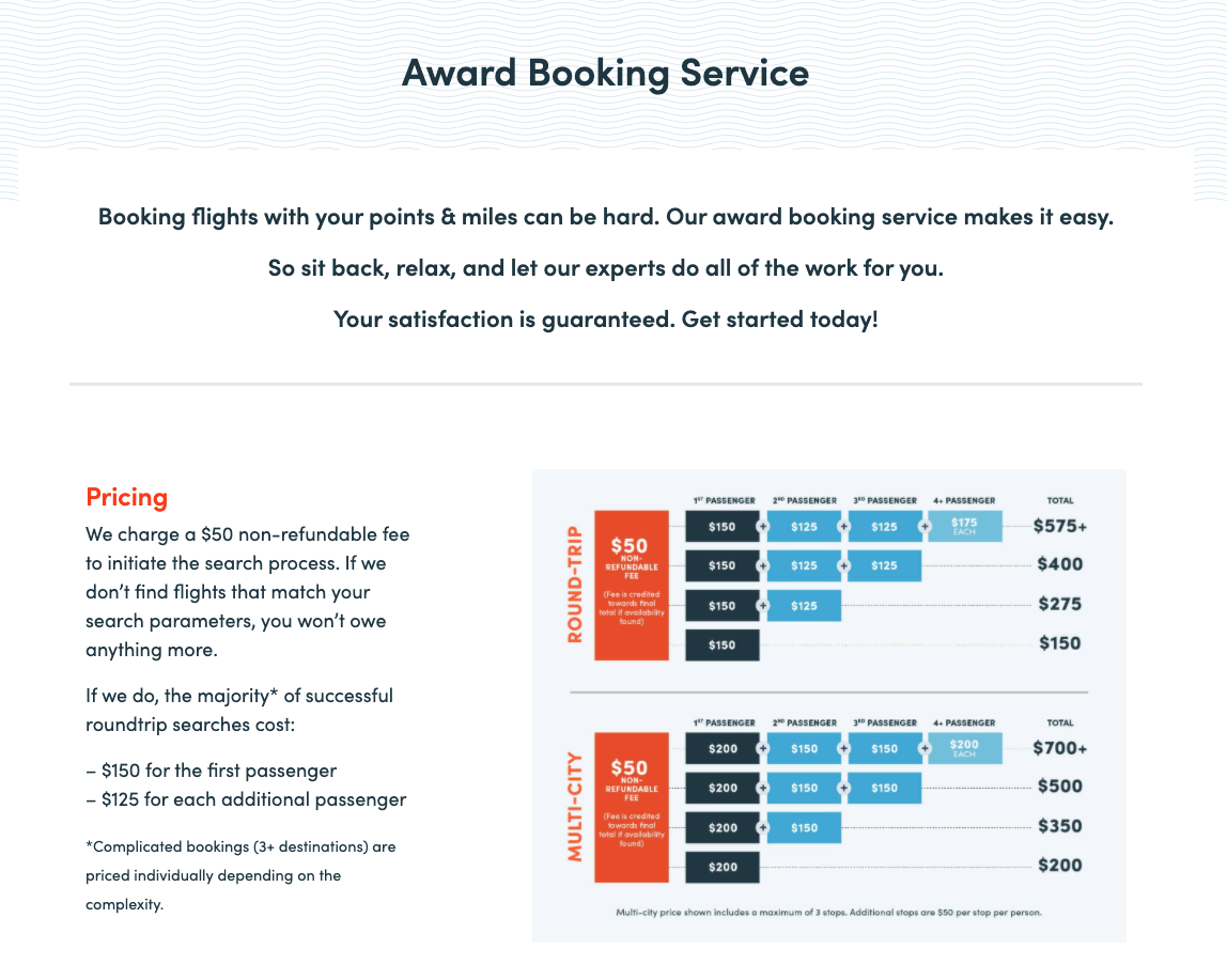 travel award booking service