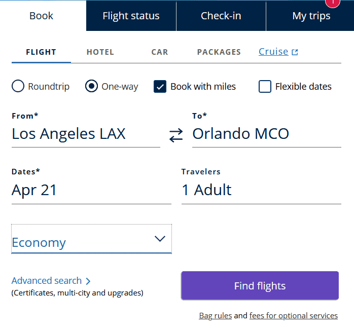 How to Book Award Flights to Orlando with Ultimate Rewards Points-United Airlines