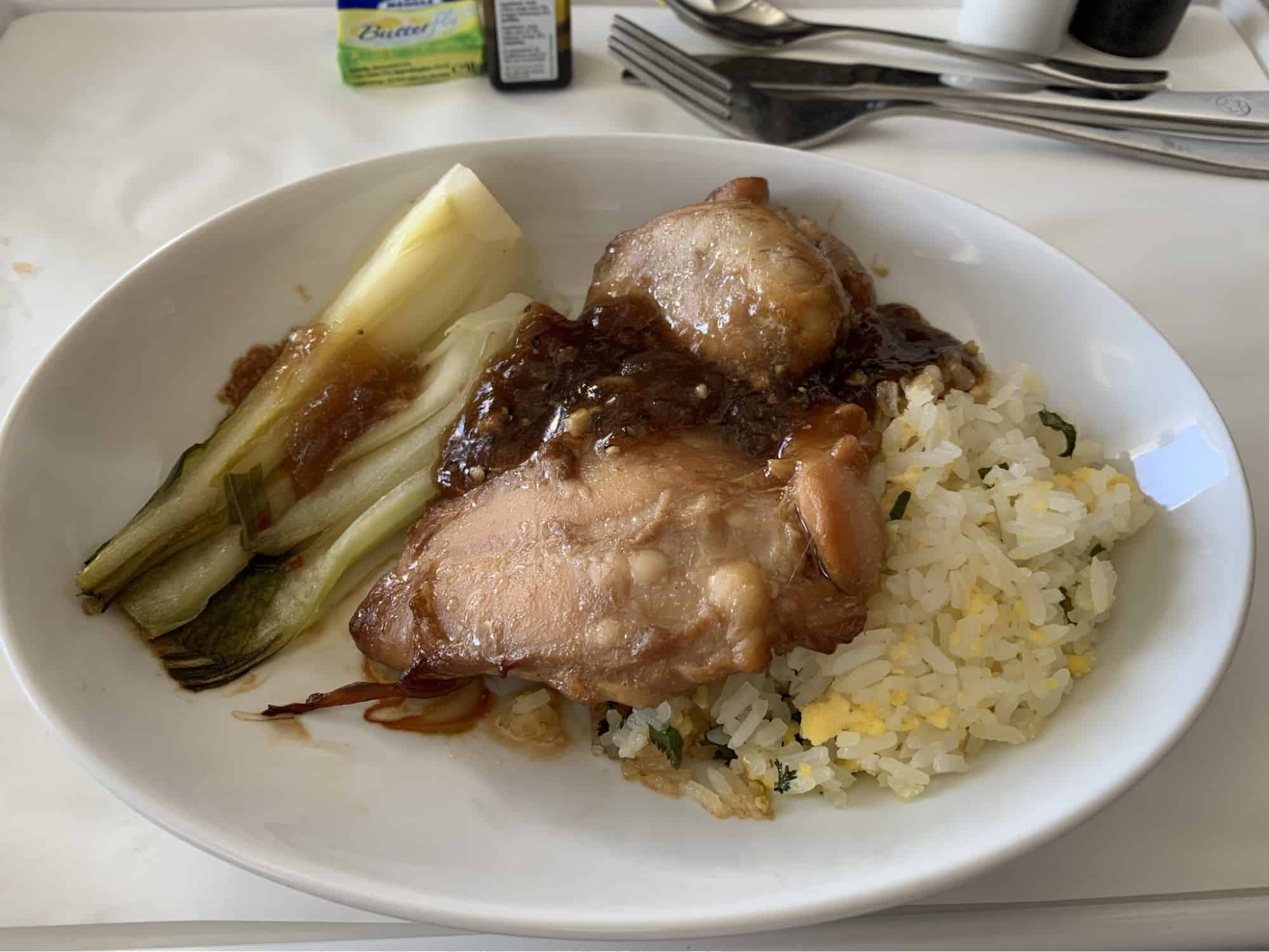 Asian style chicken on Air Canada Business Class