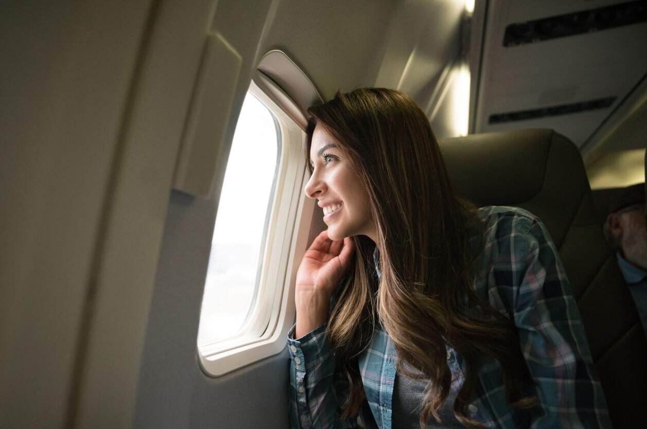Enjoying a flight booked with Chase Sapphire Preferred travel rewards.