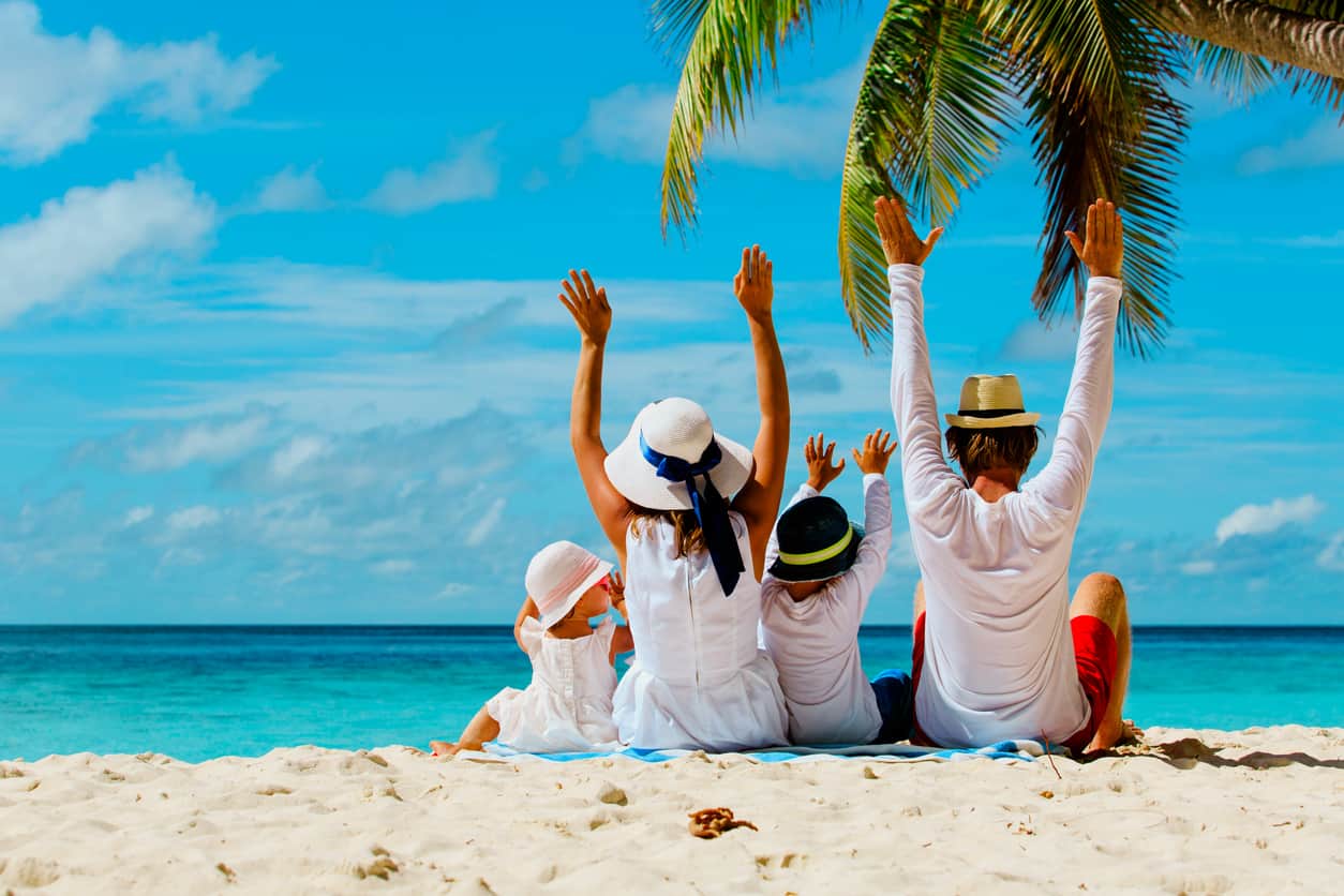 family on a beach vacation