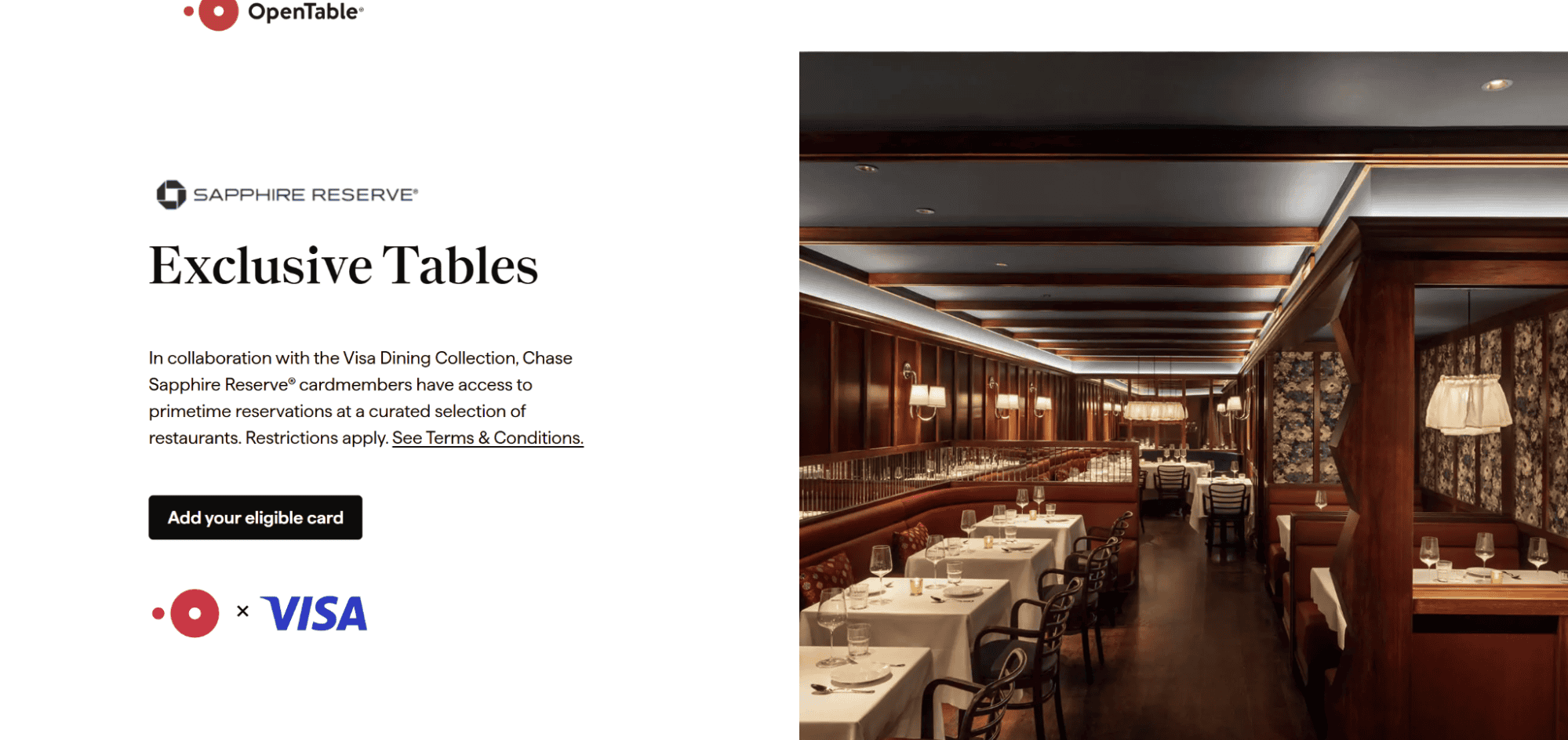 Chase Sapphire Reserve Exlcusive Tables