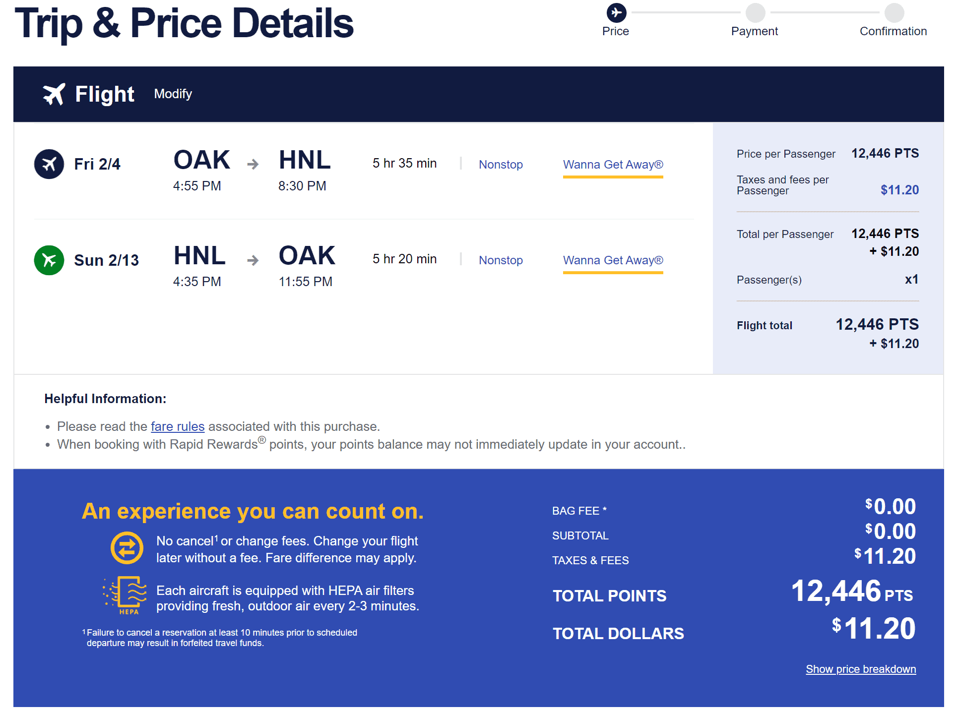 Southwest Booking Process