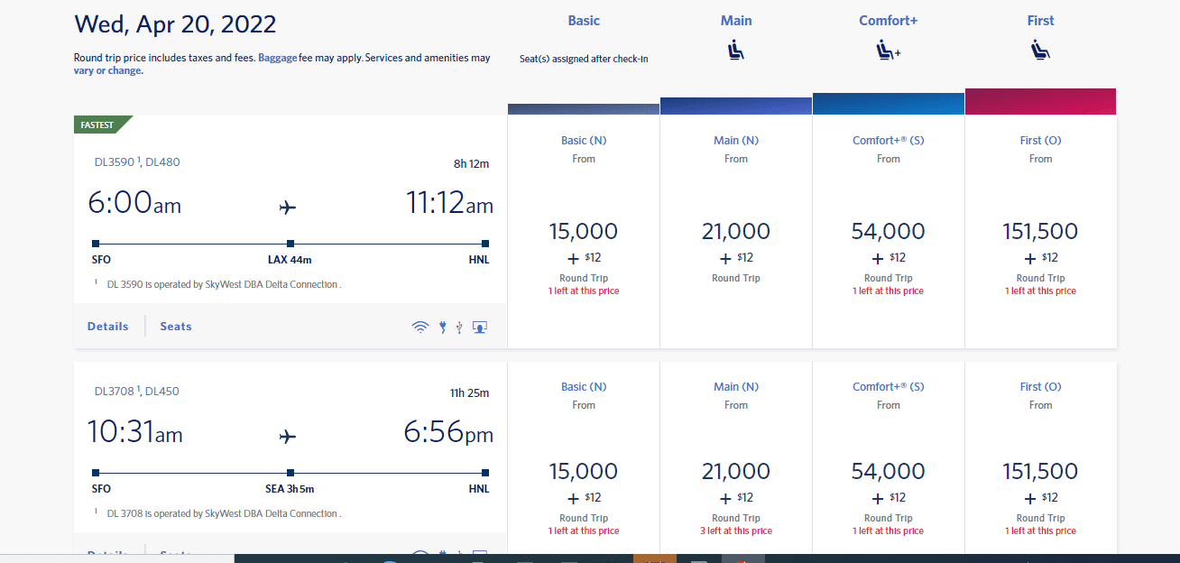 round-trip tickets from San Francisco (SFO) to Honolulu (HNL)