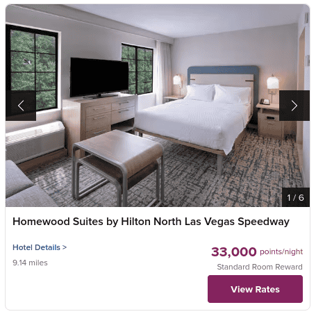 Booking at Homewood Suites by Hilton North Las Vegas Speedway using points