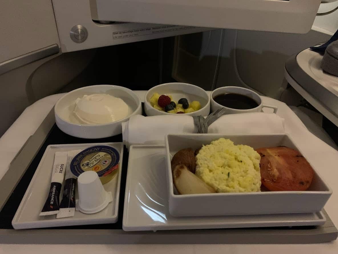 Air France business class breakfast