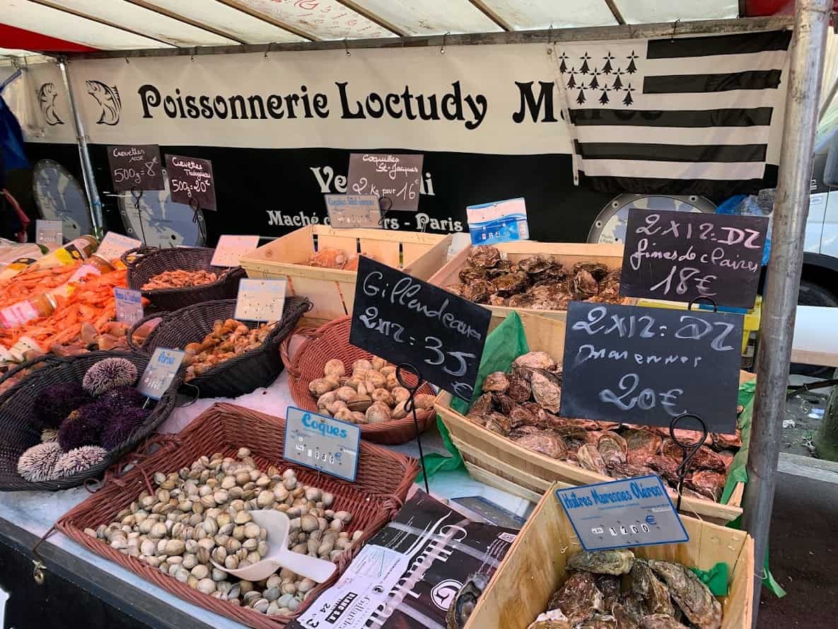 Shopping at a local market in Paris