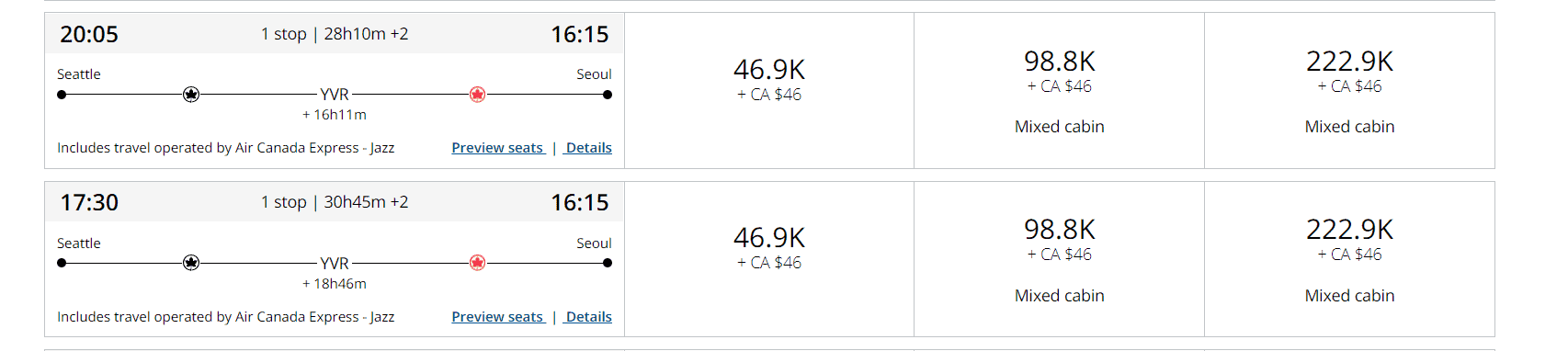 air canada eupgrades