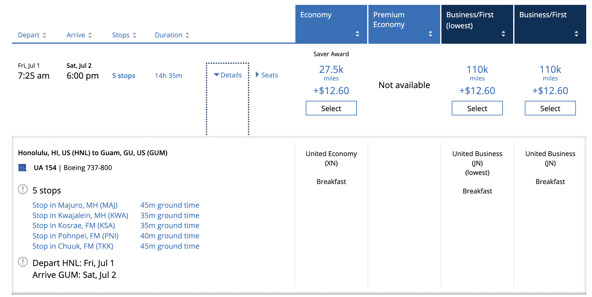 Honolulu-Guam using Chase Ultimate Rewards