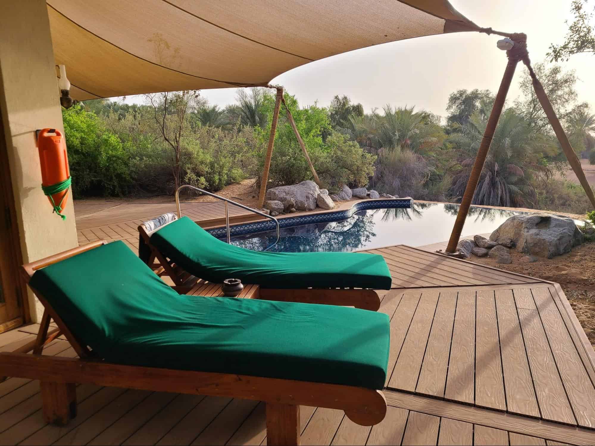 lounge chairs on the deck