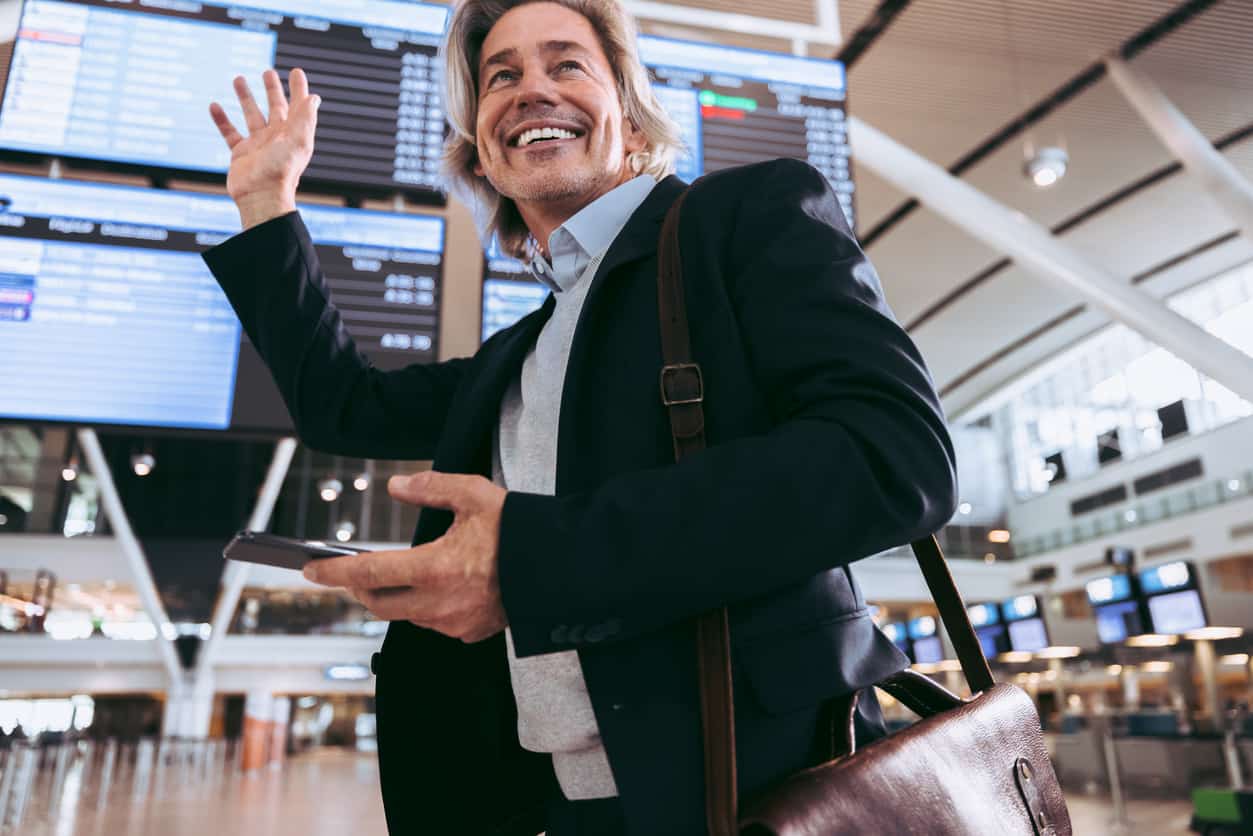 Business traveler at airport terminal