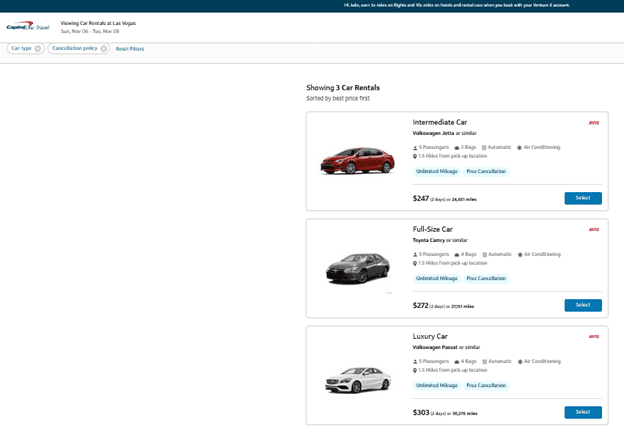 How to Use Capital One travel car rentals