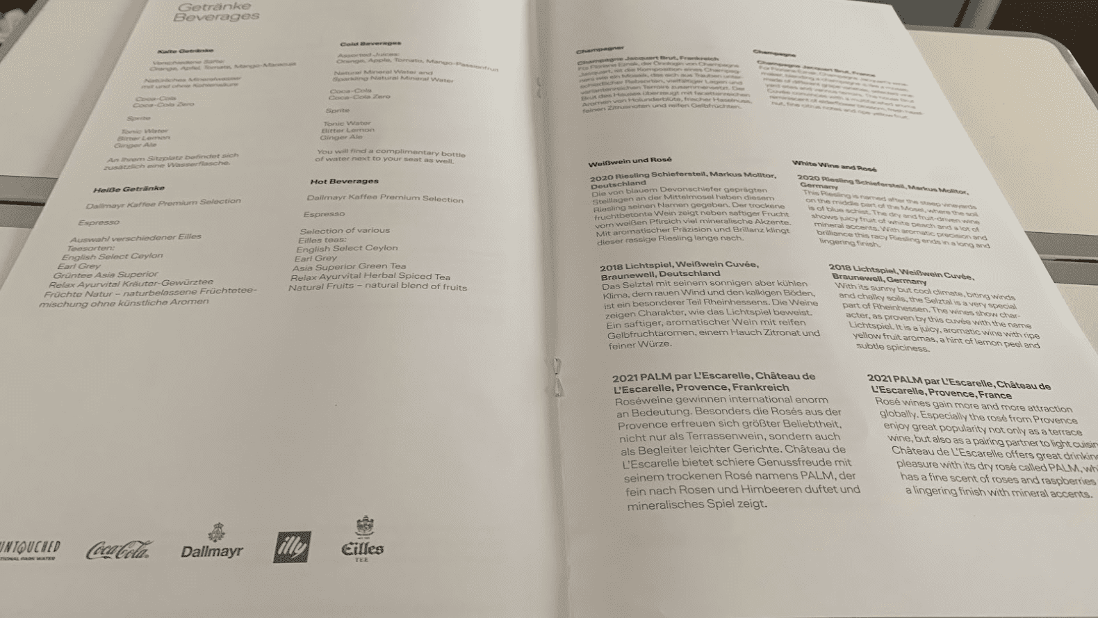 Lufthansa Business Food and Drink Menu2