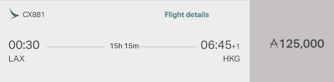 Cathay Pacific business class flight from Los Angeles to Hong Kong.