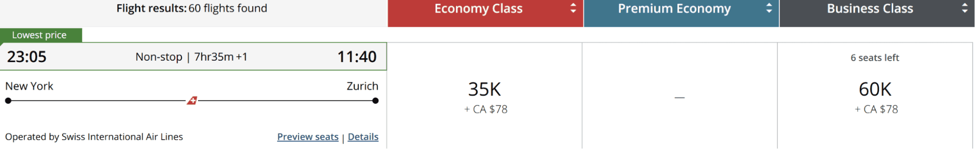Fly Business to Europe for 60,000 Points