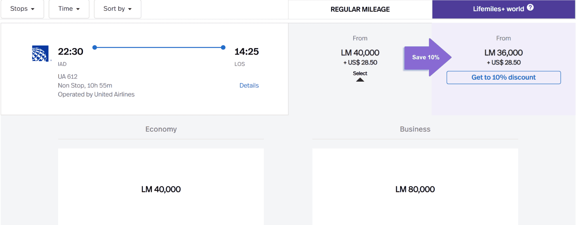 United Airlines from Washington DC to Lagos, Nigeria.
