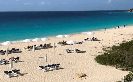 Beach view from balcony at Turtle’s Nest Beach Resort