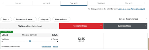 United Airlines Flights-Partner Awards-Air Canada Aeroplan2