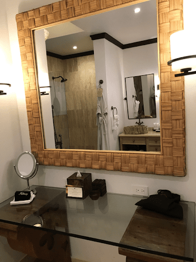 Zemi Beach House bathroom counter and mirror area