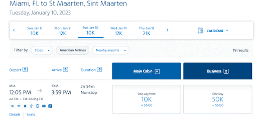 miami florida to Sint Maarten award availability