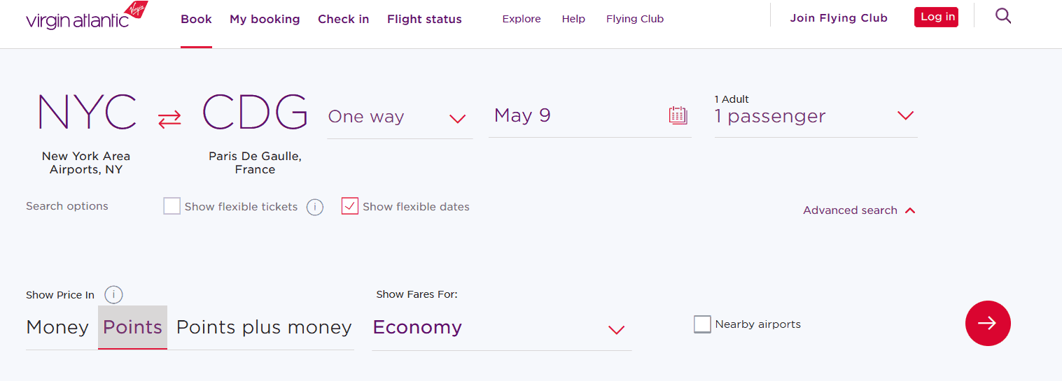 book flight with virgin atlantic from nyc to paris