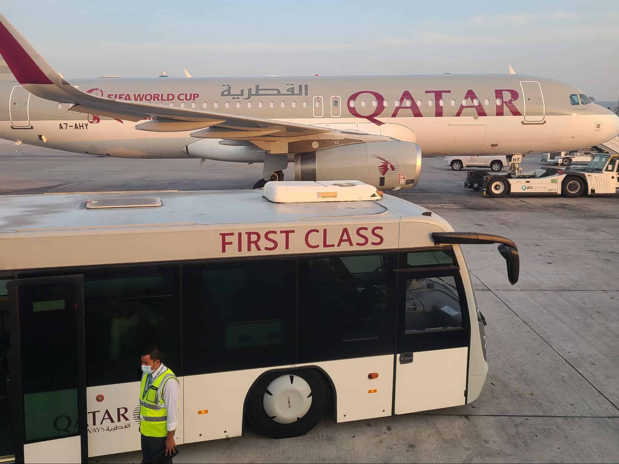 Qatar first class business class bus