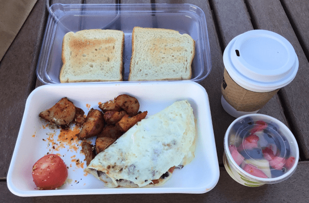 Takeout breakfast from Water’s Edge Grill