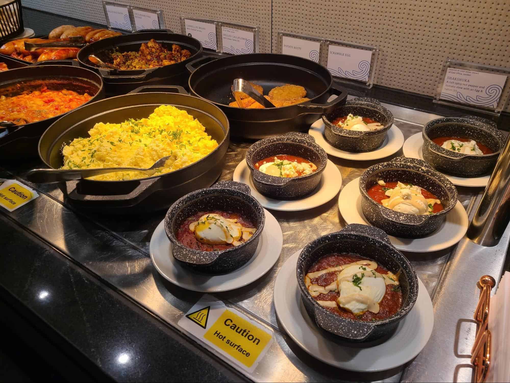 breakfast spread at The Centurion Lounge at London-Heathrow