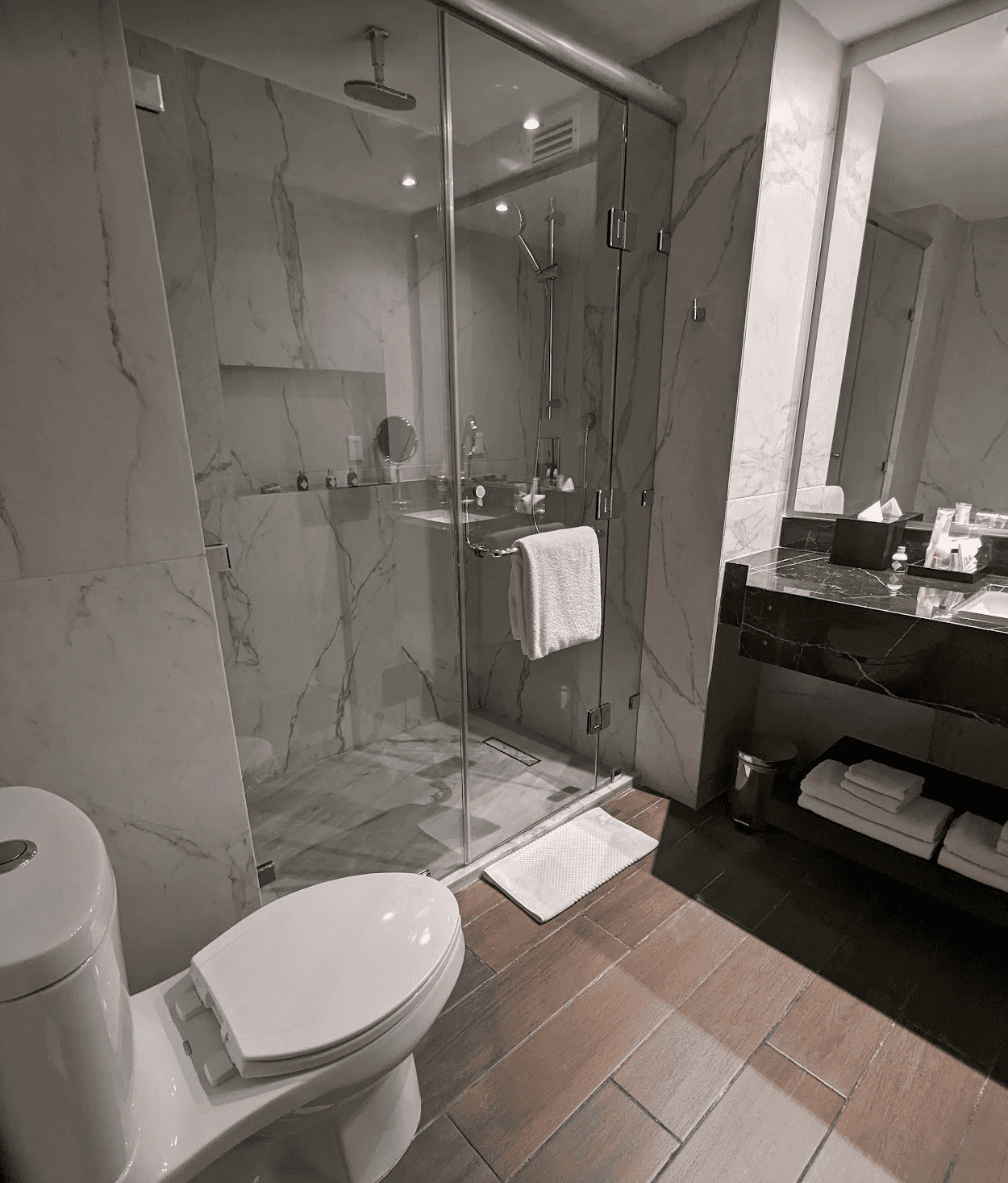 The Regency Suite bathroom at the Hyatt Regency Merida was spacious. | By Charlie Lewis