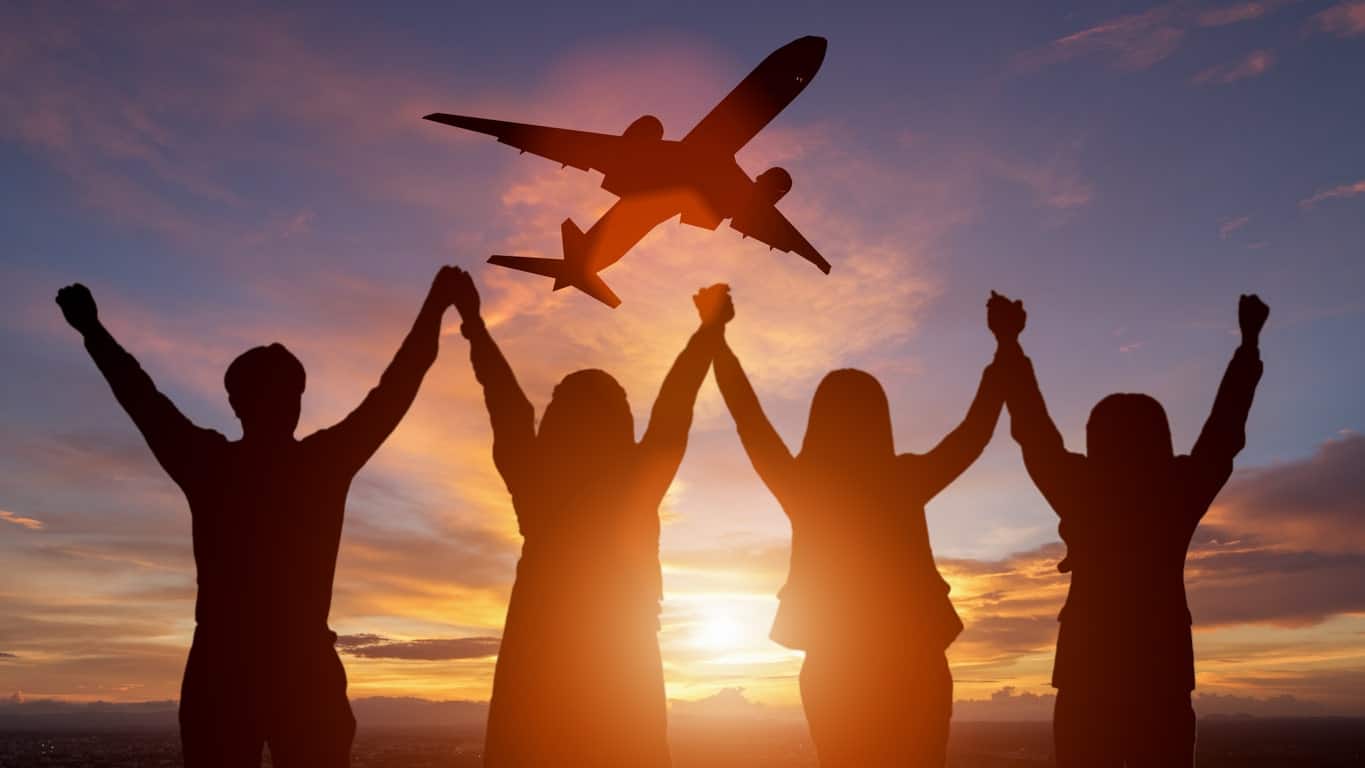 A group of friends celebrating Virgin Atlantic upgrade awards