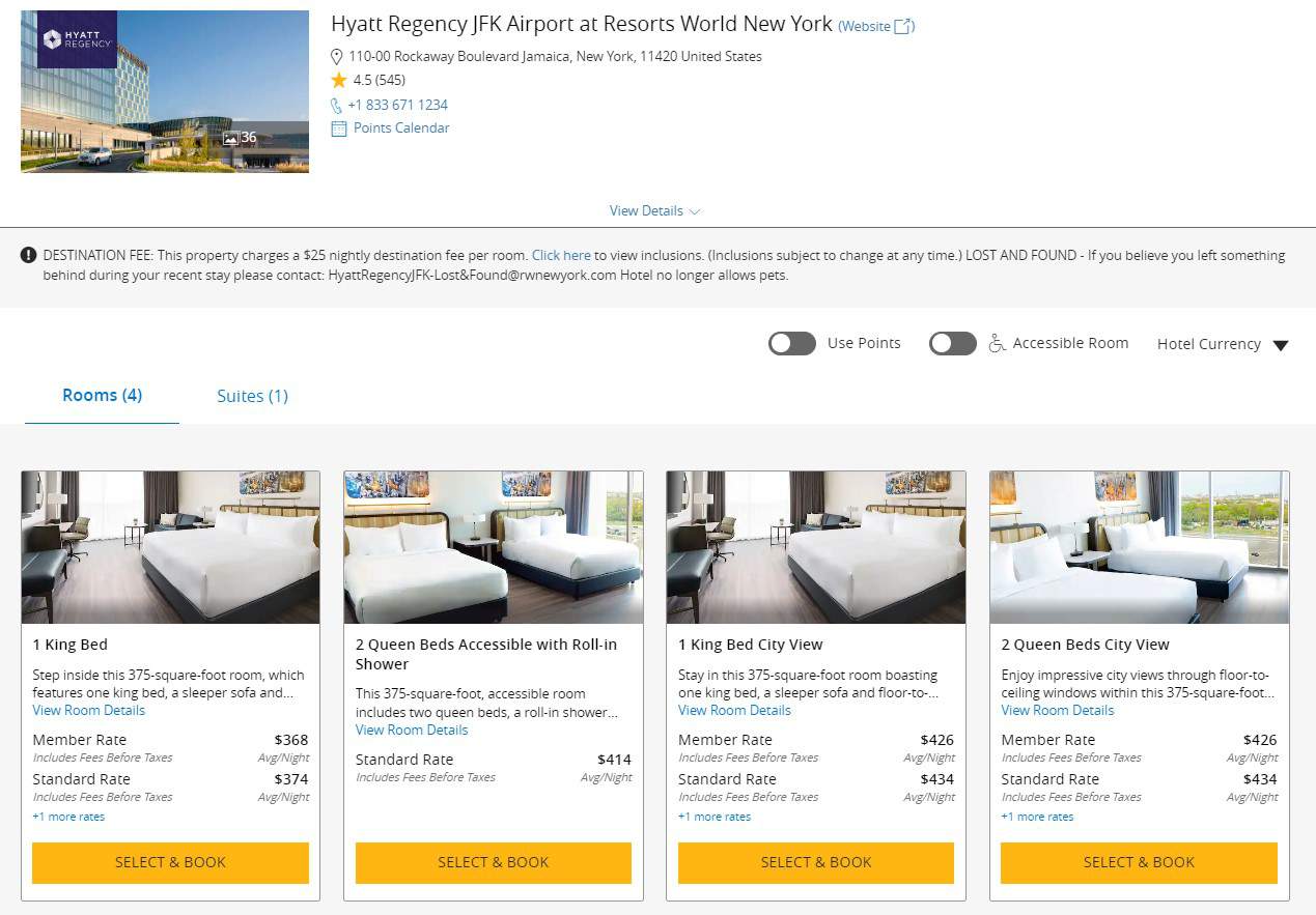 Booking at Hyatt Regency JFK Airport at Resorts World New York