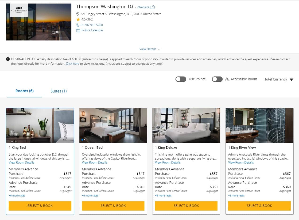 Booking at Thompson Washington D.C.